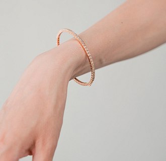 Жесткий золотой браслет "Кубики" (фианиты) б05611 №3