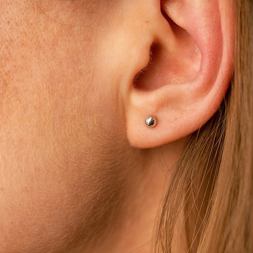 Серьги - пусеты "Шарики" в белом золоте с07300 7