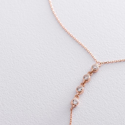 Кольє з червоного золота з фіанітами кол01497 3