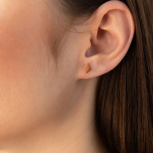 Золотые серьги-пусеты Ромбы с06053 3