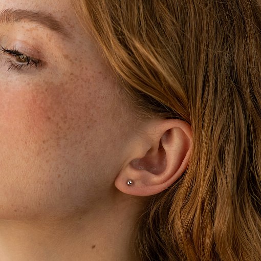 Серьги - пусеты "Шарики" в белом золоте с07300 4