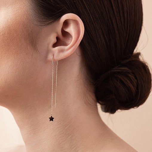 Золотые серьги - протяжки "Звездочки" с05282 2