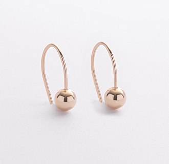 Серьги "Kendall" с шариками (желтое золото) с09340