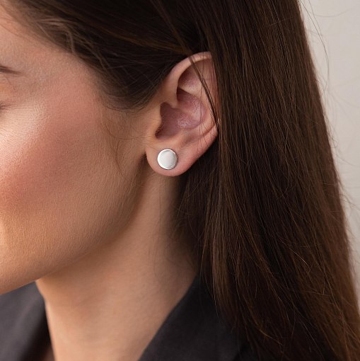 Золотые серьги - пусеты "Зеркальные" с07887 2