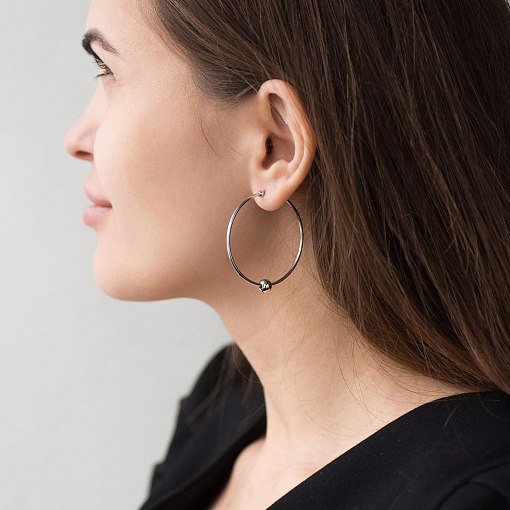 Сережки - кільця Гармонія в білому золоті с06692 3