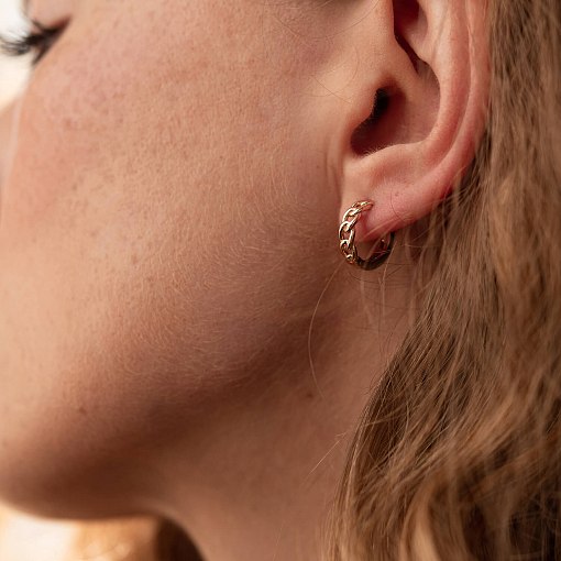 Золотые серьги - кольца "Цепочки" с08058 2