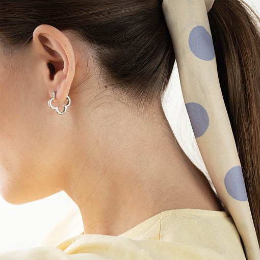 Серьги "Клевер" в белом золоте с06958 3