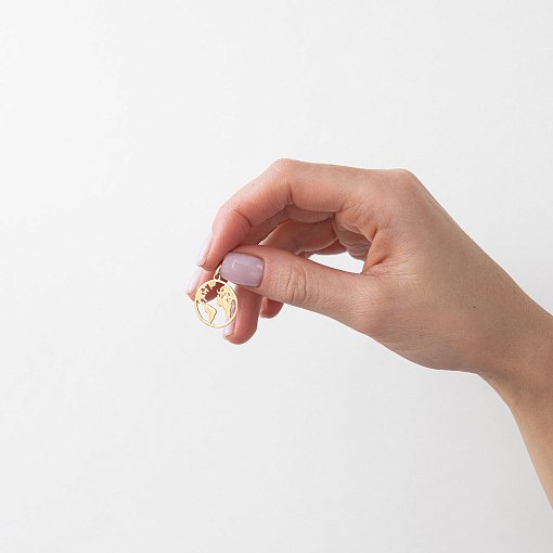 Подвеска "Планета Земля" в желтом золоте п03449 2