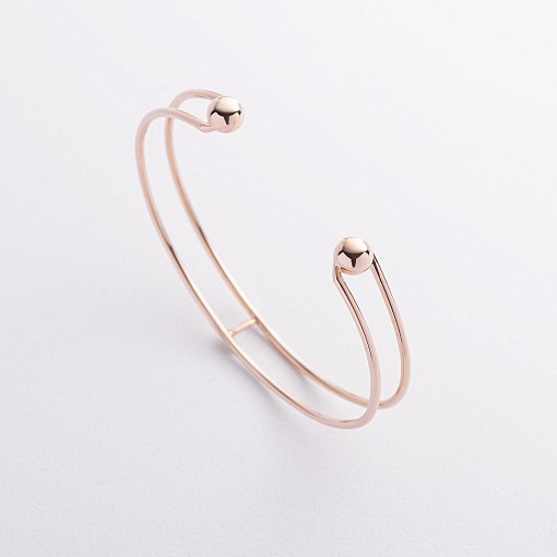 Жесткий браслет "Marlene" с шариками (желтое золото) б05603