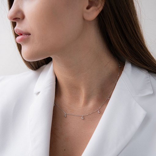 Колье в белом золоте с фианитами кол01787 2