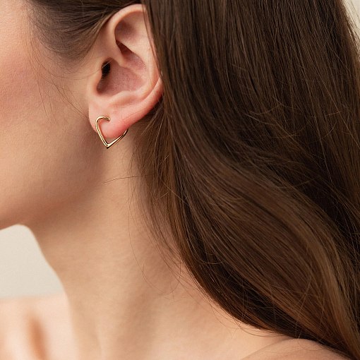 Серьги - пусеты "Сердечки" в желтом золоте с08133 2