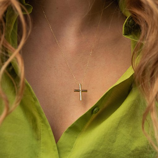 Колье с крестиком в желтом золоте кол02355 6