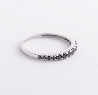 Золота каблучка з чорними діамантами кб0657ca №4