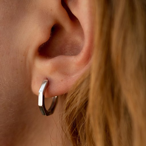 Серьги - кольца "Геометрия" в белом золоте с08541 4