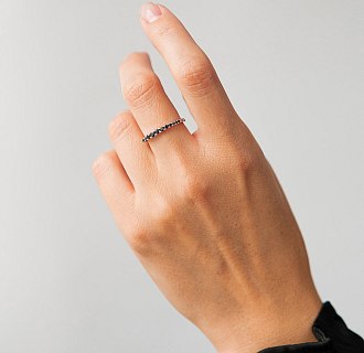 Золота каблучка з чорними діамантами кб0657ca №3