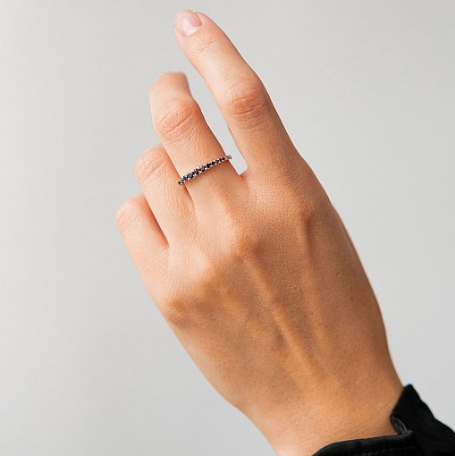 Золотое кольцо с черными бриллиантами кб0657ca 3