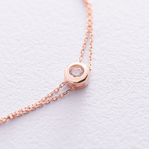 Двойной золотой браслет с фианитом б04140 2