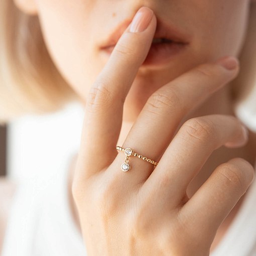 Каблучка в жовтому золоті з фіанітами к07063 9