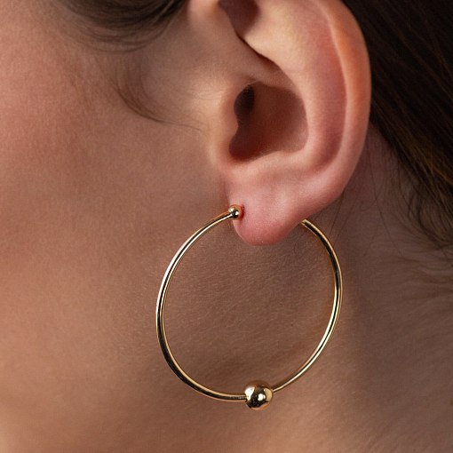 Серьги - кольца Гармония в желтом золоте с06691 4