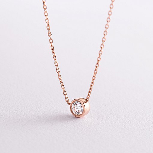 Кольє в червоному золоті з діамантом 719112421