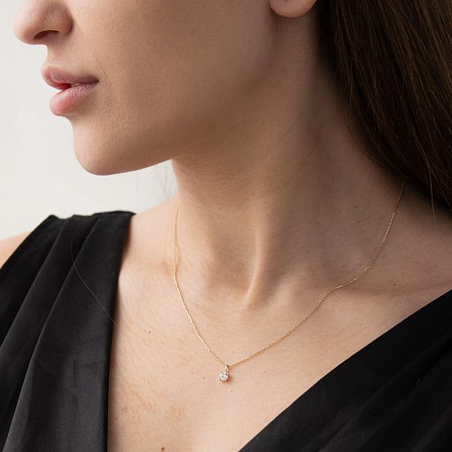 Кольє з фіанітом в жовтому золоті кол00790 2