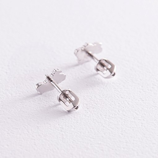 Серьги - пусеты "Карта Украины" в белом золоте с08012 7