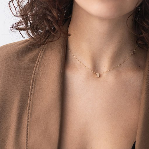 Колье с буквой "О" в желтом золоте кол01164О 7