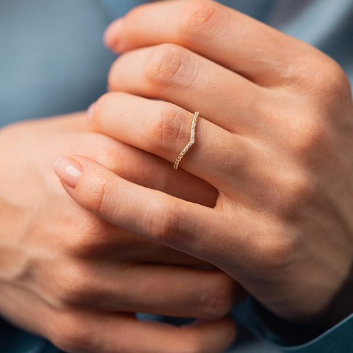 Кольцо "Особенное" с фианитами (желтое золото) к07467 11