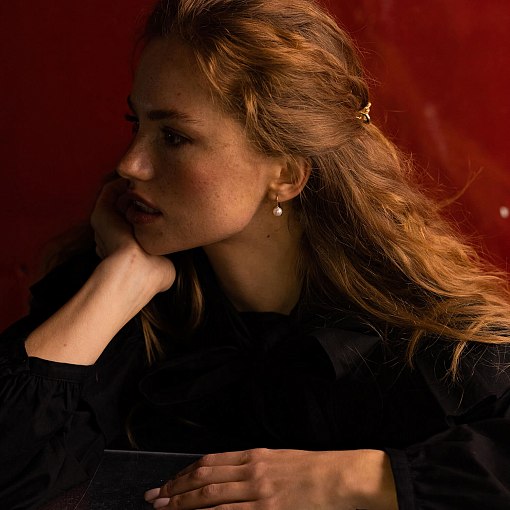 Золотые серьги "Изящность" (жемчуг) с07325 9