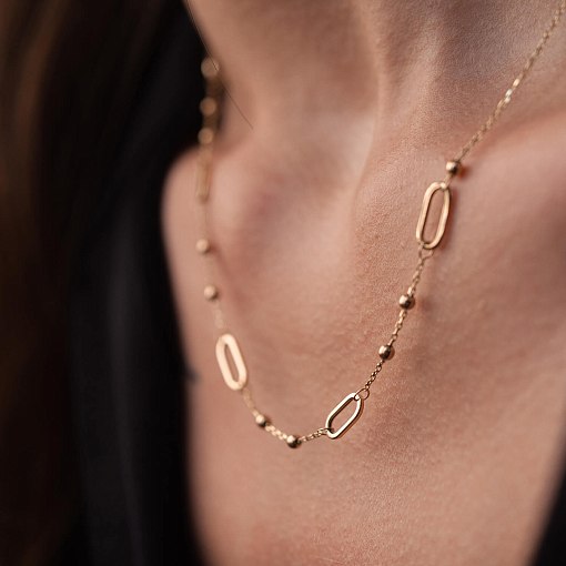 Колье - цепочка "Шарики" в желтом золоте кол02253 4