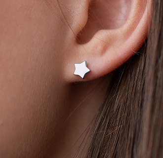 Сережки-пусети Зірочки в білому золоті с06184 №3