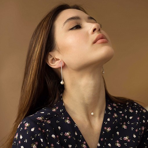 Серьги "Грация" в белом золоте с жемчугом с06932 4