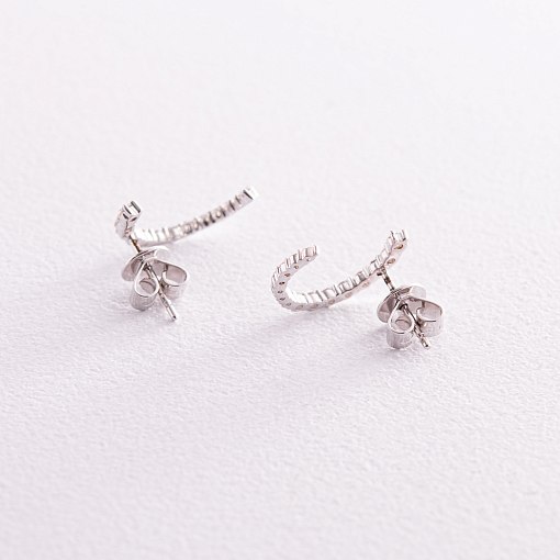 Золотые серьги - пусеты "Лунница" с бриллиантами сб0411cha 6