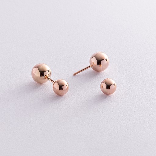 Серьги "Шарики" в красном золоте с02904 4