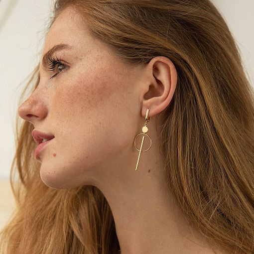 Серьги "Геометрия" в желтом золоте с08537 2