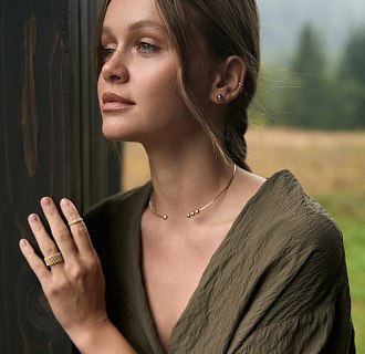 Кольцо "Шарики" в желтом золоте к07543 №11