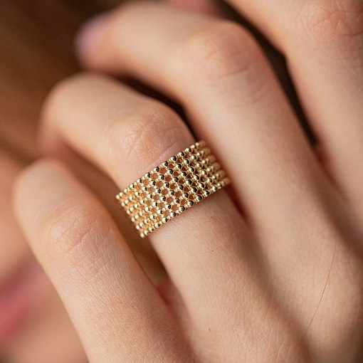 Кольцо "Рейчел" с шариками (желтое золото) к07333 11