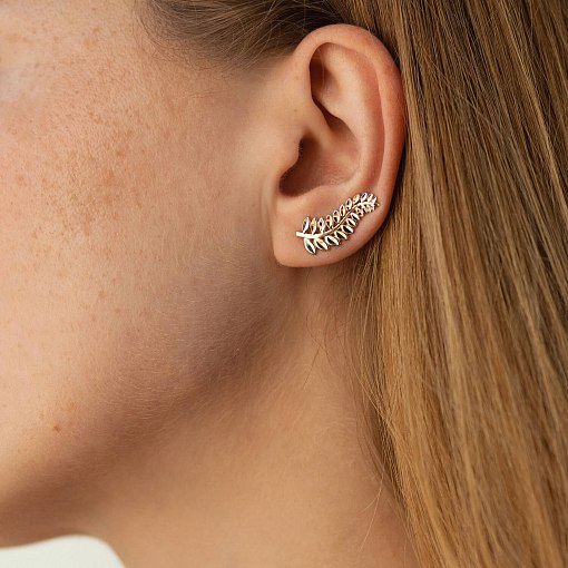 Золотые серьги Пальмовая веточка с06205 4