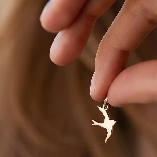 Кулон Ласточка в красном золоте п03291 4