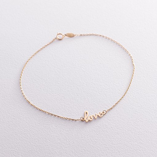 Браслет "Love" в желтом золоте на ногу б03464