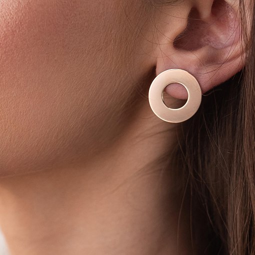 Золотые серьги - пусеты "Зеркальные" (2.1 см) с07698 6