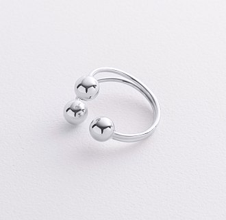 Кольцо "Шарики" в белом золоте к08283 №3