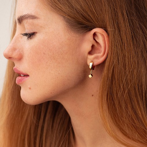 Серьги "Кубики" в желтом золоте с08901 4