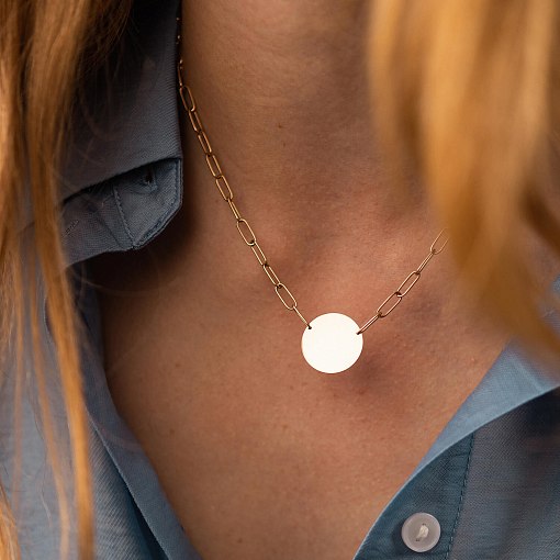 Кольє з монеткою для гравіювання (жовте золото) кол02394 4