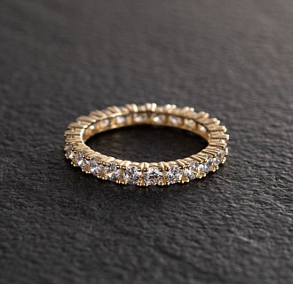 Кольцо "Paris" с дорожкой камней в желтом золоте к07201 №11