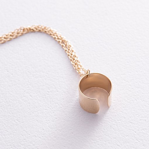 Серьга - каффа "Самолет" в желтом золоте с цепочками с08385 6