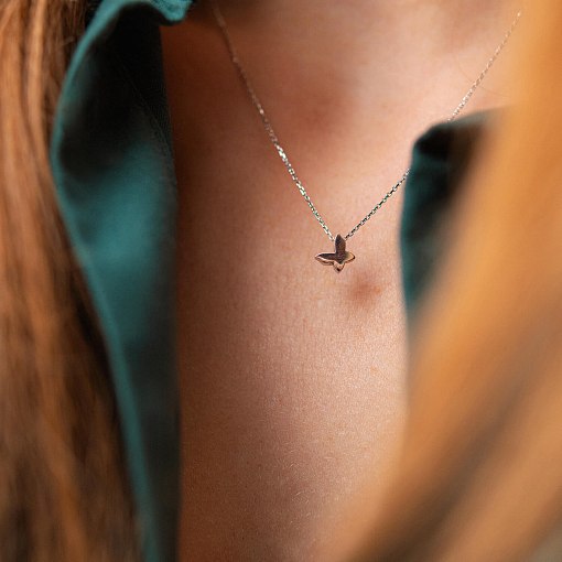 Колье "Бабочка" в белом золоте кол02148 6