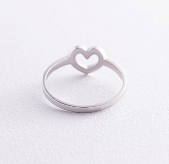 Кольцо "Сердечко" в белом золоте к07394 №4