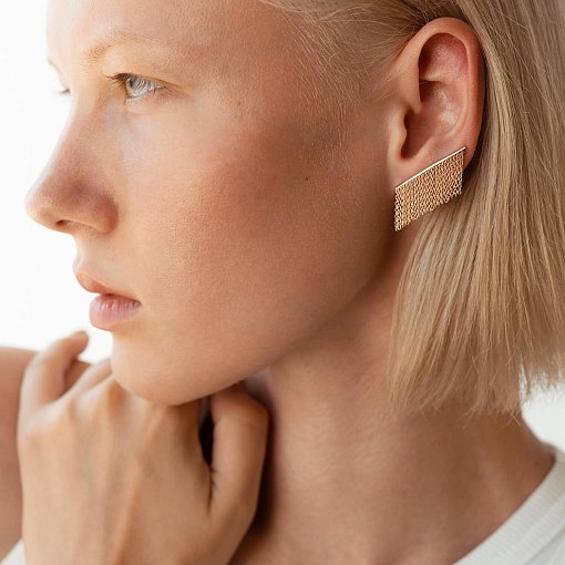 Золотые серьги - клаймберы "Камилла" с цепочками с07965 7