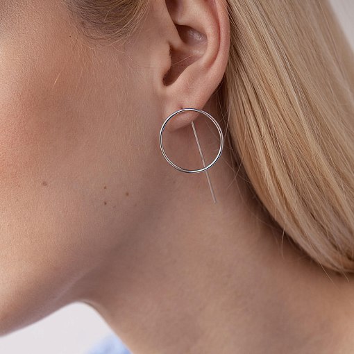 Серьги "Геометрия" в белом золоте с07881